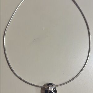 sterling silver 925 necklace with a mother of pearl and black onyx dome pendant